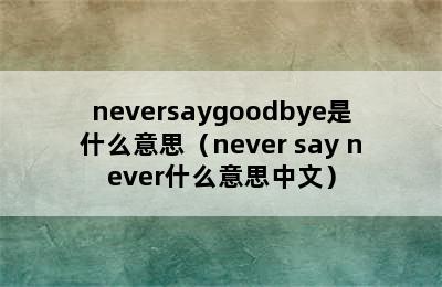 neversaygoodbye是什么意思（never say never什么意思中文）